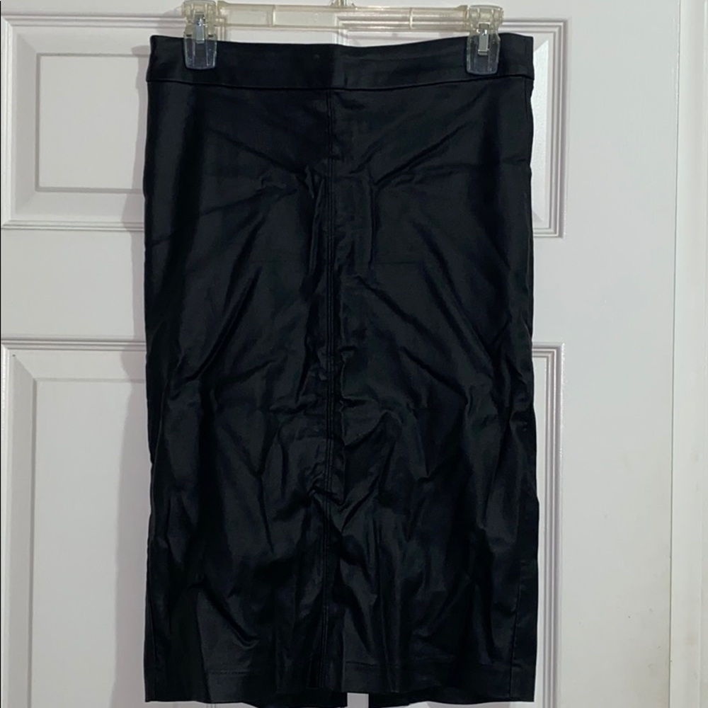 Black leather pencil skirt